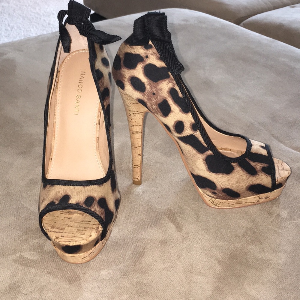 Marco Santi heels - leopard & cork size 6